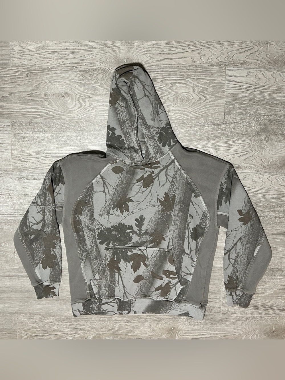 Abercrombie & Fitch Essentials Grey and Brown Camouflage Crewneck Hoodie